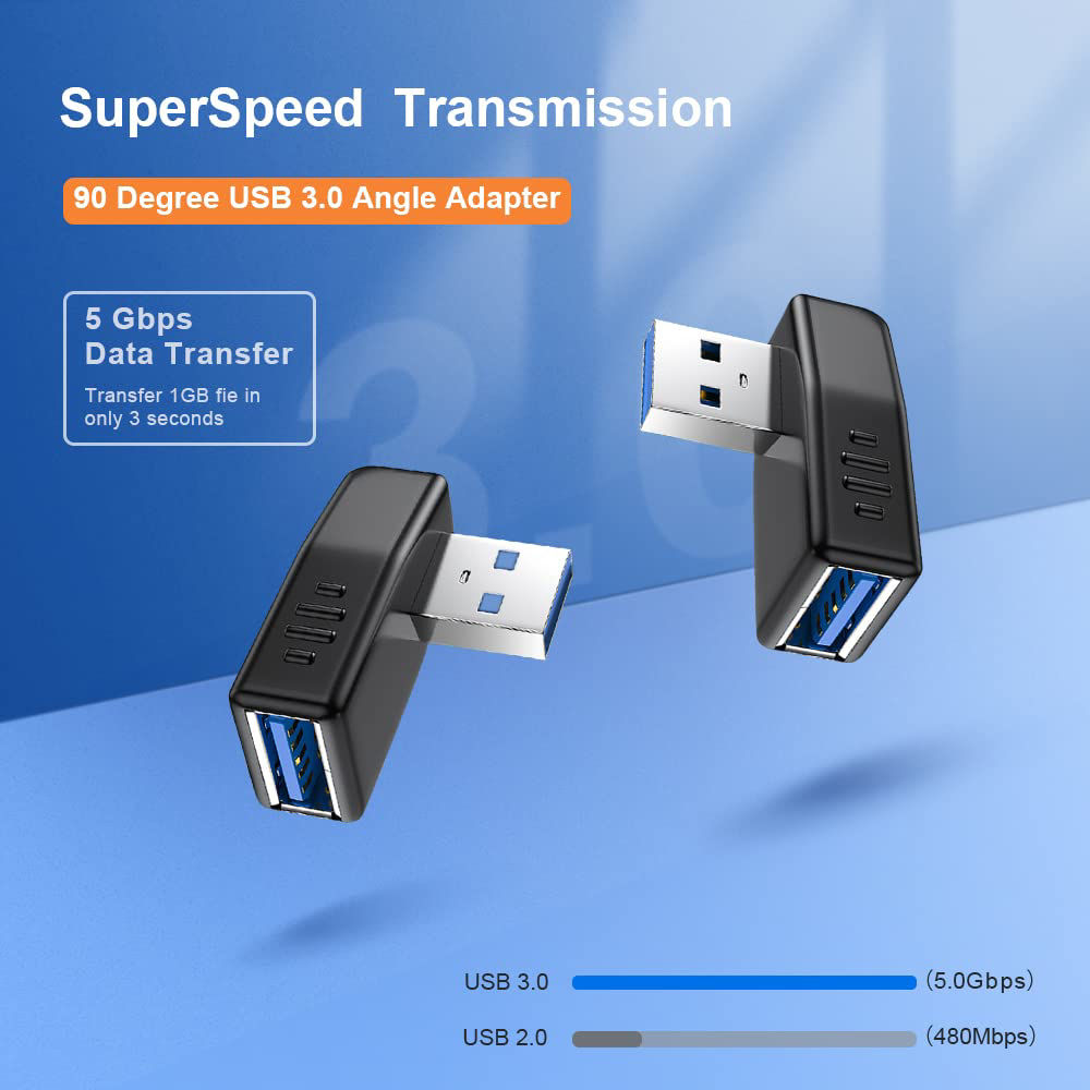 GetUSCart- Oxsubor USB 3.0 Adapter 90 Degree Male to Female Coupler ...