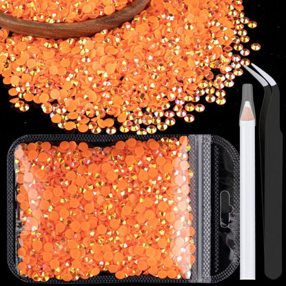 Picture of 2500pcs 5mm Resin Rhinestones Bulk, Orange AB Flatback Round Jelly Rhinestones Bedazzling Non Hotfix Crystal Gems Large Quantity Wholesale for DIY Crafts Clothes Bottles Tumblers Face Makeup Manicure