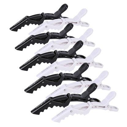 Picture of Hair Clips for Women by HH&LL - Wide Teeth & Double-Hinged Design - Alligator Styling Sectioning Clips of Professional Hair Salon Quality - 10Pack (Black+White)