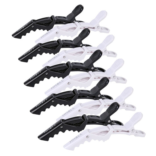 Picture of Hair Clips for Women by HH&LL - Wide Teeth & Double-Hinged Design - Alligator Styling Sectioning Clips of Professional Hair Salon Quality - 10Pack (Black+White)