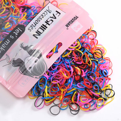 Picture of Youxuan Kids Elastics No Damage Colored Hair Bands Fashion Girls Hair Ties 1000 Count Small Size