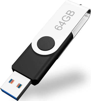 Picture of 64GB USB Flash Drive, Metal Spinning USB 2.0 Drive, High-Speed Data Transfer, Compatible with PC/Laptop/Mac
