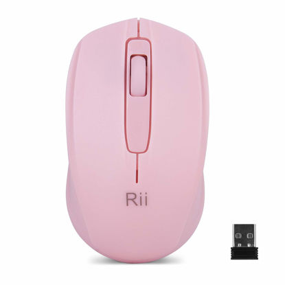 Picture of Rii Wireless Mouse 1000DPI for PC, Laptop, Windows,Office Included Wireless USB dongle (Pink)