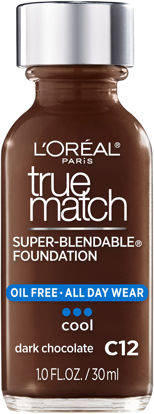 Picture of L'Oreal Paris Makeup True Match Super-Blendable Liquid Foundation, Dark Chocolate C12, 1 Fl Oz,1 Count