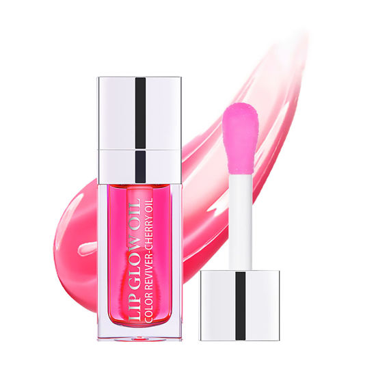 Picture of Hydrating Lip Glow Oil, Moisturizing Lip Gloss, Plumping Lip Oil, Non-Sticky Long Lasting Lip Oil Gloss, Transparent Lip Oil Tinted, Lip Plumper Gloss, Lip Care Products Dry Lips, Reduce lip lines