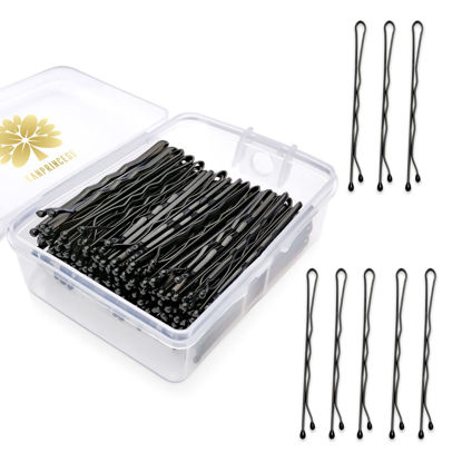 Picture of KANPRINCESS 100PCS 2Inches Hair Pins Kit Secure Hold Bobby Pins Clips for Women Girls and Hairdressing Salon With Clear Storage Box(Black)