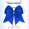 Picture of 2 Packs Jumbo Cheerleading Bow 8 Inch Cheer Hair Bows Large Cheerleading Hair Bows with Ponytail Holder for Teen Girls Softball Cheerleader Outfit Uniform (Blue)