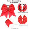 Picture of 2 Packs Jumbo Cheerleading Bow 8 Inch Cheer Hair Bows Large Cheerleading Hair Bows with Ponytail Holder for Teen Girls Softball Cheerleader Outfit Uniform (Red)