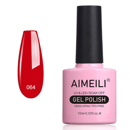 Picture of AIMEILI Soak Off U V LED Red Gel Nail Polish - Pillar Box Red (064) 10ml
