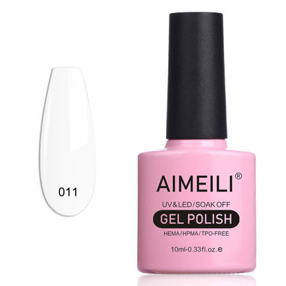 Picture of AIMEILI Soak Off U V LED White Gel Nail Polish - Studio White Arctic White (011) 10ml
