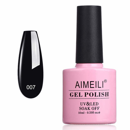 Picture of AIMEILI Soak Off U V LED Black Gel Nail Polish - Blackpool (007) 10ml