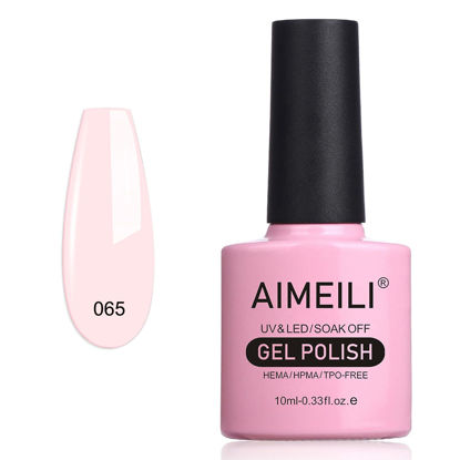 Picture of AIMEILI Soak Off U V LED Translucent Sheer Pink Gel Nail Polish - Clear Pink Nude (065) 10ml
