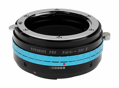 Picture of Fotodiox Pro Lens Mount Adapter with Aperture Dial - Nikon G (G and D Type) DSLR Lens to Canon EF-M Camera Body Adapter, fits EOS M Digital Mirrorless Camera