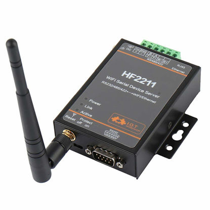 Picture of Industrial Modbus WiFi Serial Port Device Server RS232 RS485 RS422 to WiFi Ethernet Converter Network Module Support TCP IP Telnet 110v