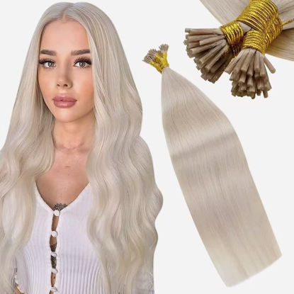 Picture of 【Clearance】LAAVOO Blonde Human Hair Extensions Itip Human Hair Extensions Remy Human Hair Itip Hair Extensions Real Human Hair 16 in 1g/1s 50set