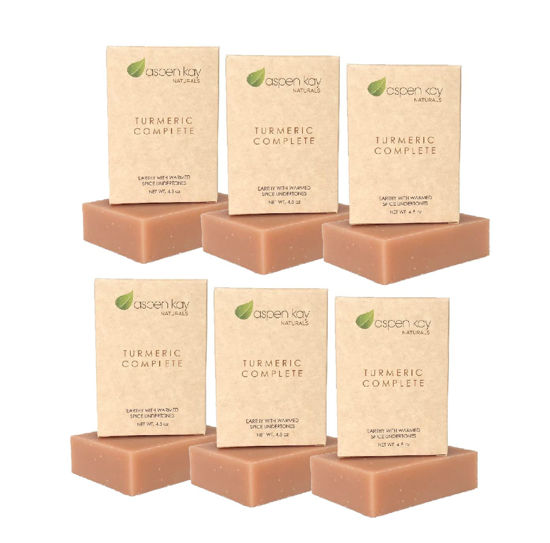 Picture of Turmeric Soap Bar (6 Pack) for Body & Face Made with Natural and Organic Ingredients. Gentle Soap - For All Skin Types - Made in USA 4.5oz per Bar