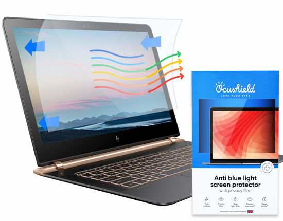 Picture of Ocushield 14” (16:9) Premium Anti Blue Light Screen Protector with Privacy Filter for Laptops and Computer Monitors - Anti-Glare - Easy Install - Anti-Fingerprint - Reduce Eye Fatigue (310 x 175 mm)