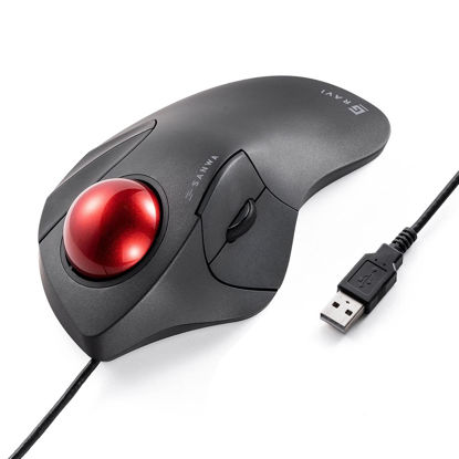 Picture of SANWA Wired Ergonomic Trackball Mouse, Optical Rollerball Mice, Programmable Silent Buttons, 44mm Trackball, 600/800/1200/1600 Adjustable DPI, Compatible with MacBook, Laptop, Windows, macOS