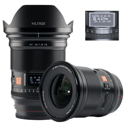 Picture of VILTROX AF 16m F1.8 FE Lens for Sony E Mount, Large Aperture F/1.8 Full Frame Wide-Angle Lens with Built-in LCD Screen for Sony E-Mount Mirrorless Camera Alpha a7II a7III a7RIII a7RIV a7S a7SII a9 a7C
