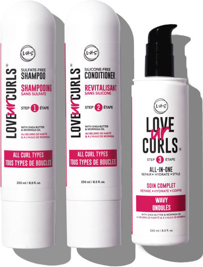 Picture of LUS Brands Love Ur Curls for Wavy Hair, 3-Step System - Shampoo and Conditioner Set with All-in-One Styler - LUS Curls Hair Products for Volume - Nonsticky, Nongreasy, Light Formula - 8.5oz each