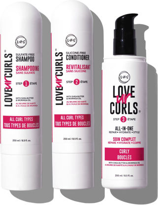 Picture of LUS Brands Love Ur Curls for Curly Hair, 3-Step System - Shampoo and Conditioner Set with All-in-One Styler - LUS Curls Hair Products - No Crunch, Nonsticky, Clean - 8.5oz each