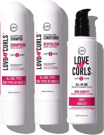Picture of LUS Brands Love Ur Curls for Curly Hair, 3-Step System - Shampoo and Conditioner Set with All-in-One Styler - LUS Curls Hair Products - No Crunch, Nonsticky, Clean - 8.5oz each