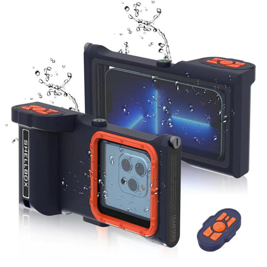Picture of MRUOZRUI Bluetooth Connection 3rd Generation Diving Phone Case, Professional 15m/50ft Underwater Photo & Video Case for Snorkeling, Scuba Dive Waterproof Phone Case for iPhone/Samsung/Universal