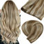 Picture of LAAVOO Micro Loop Weft Hair Extensions Highlight Light Brown to Platinum Blonde Micro Weft Extensions Brown Human Hair EZE Weft Extensions Blonde Micro Ring Beaded Weft Extensions Double Weft 50g 18"