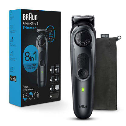 Picture of Braun All-in-One Style Kit Series 5 5480, 8-in-1 Trimmer for Men with Beard Trimmer, Body Trimmer for Manscaping, Hair Clippers & More, Ultra-Sharp Blade, 40 Length Settings, Waterproof