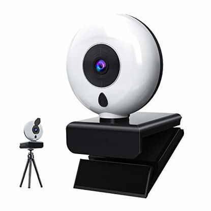 Picture of 1080P HD Webcam, 2020 [Upgraded] Streaming Webcam with Ring Light and Dual Microphone and Privacy Cover, Adjustable Brightness, Plug & Play, Web Camera for Skype Zoom Facetime, PC Mac Laptop Desktop