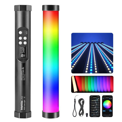 Picture of Mettlelite TLX1 RGB Tube Light LED Full Color Portable Video Light with APP Control 2800K-8000K CRI96 TLCI97 360° RGB CCT HSI Mode 10 Customizable Light Effects Rechargeable Battery Magnet Design