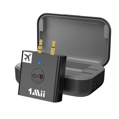 Picture of 1Mii Bluetooth 5.3 Audio Transmitter for Airplane to Headphones with Portable Charging Case, Share aptX Low Latency/HD/Adaptive Audio to Any 3.5mm Aux Jack on Airline or in Gym