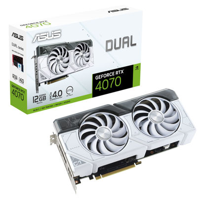 Picture of ASUS Dual GeForce RTX™ 4070 White Edition 12GB GDDR6X (PCIe 4.0, 12GB GDDR6X, DLSS 3, HDMI 2.1, DisplayPort 1.4a, 2.56-Slot Design, Axial-tech Fan Design, 0dB Technology, and More)