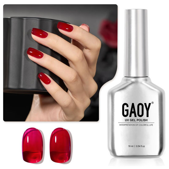 Picture of GAOY Sheer Red Gel Nail Polish,16ml Soak Off Jelly Gel Polish, Translucent Color UV Light Cure for Nail Art DIY at Home, 1541 Wine Red
