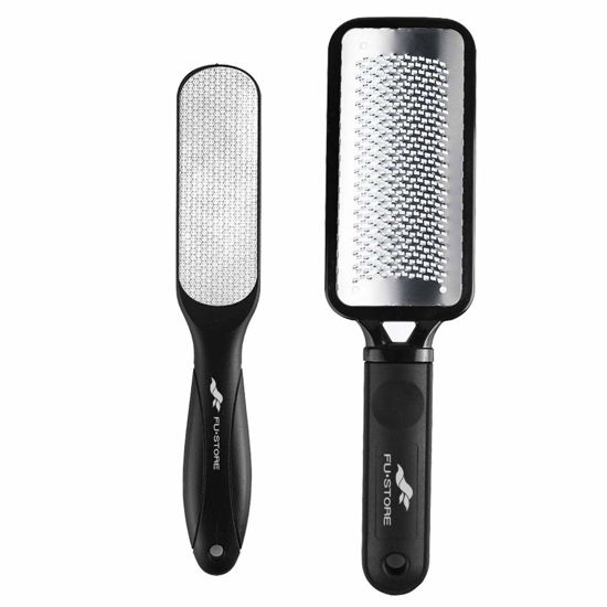 Picture of Fu Store Foot Files Callus Remover 2 Pcs Stainless Steel Foot Rasp and Dual Sided Foot File Professional Scrubber Pedicure Tools Premium for Foot