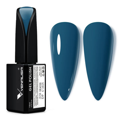 Picture of VENALISA Gel Nail Polish, 1 Pcs 15ml Blue Color Spring Summer Soak Off UV LED Nail Gel Polish Nail Art Starter Manicure Salon DIY at Home, 0.53 OZ