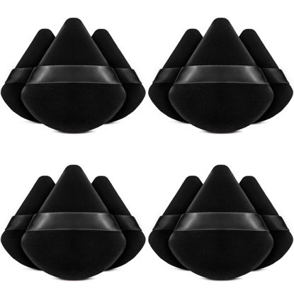 Picture of BEAKEY 12pcs Powder Puffs for Face Powder Triangle Powder Puff for Loose & Cosmetic Foundation, Makeup Puff for Contouring, Cloud Kiss Makeup Sponges Beauty Makeup Tools, Double 6 Pack Black