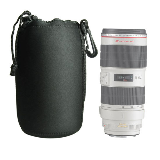 Picture of Foto&Tech DSLR Camera Drawstring Soft Neoprene Lens Pouch Bag Cover Compatible with Canon Nikon Sony Panasonic Fujifilm Olympus Pentax Sigma DSLR/SLR/Evil Camera (Extra Large)