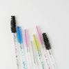Picture of i-Laesh 100 Pcs Disposable Eyelash Brushes, Mascara Wands, Eye Lash Brush, Spoolies for Eyelash Extensions, Spoolie Eyebrow Eyeshadow Brow Makeup Supplies Kit Cleansing Glitter Applicator Tool Accessories Bristle (Crystal Pink+)