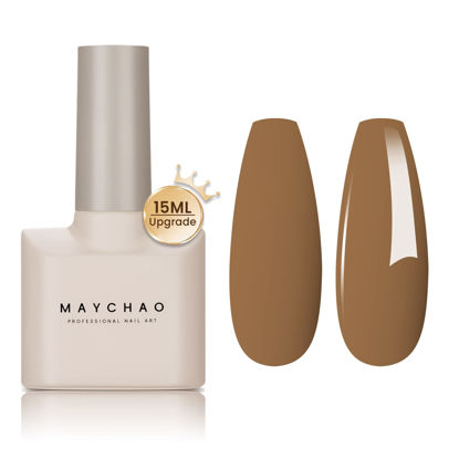 Picture of MAYCHAO 15ML Gel Nail Polish 1Pc Coffee Brown Gel Polish Soak Off UV LED Nail Polish Nail Art Starter Manicure Salon DIY at Home, 0.5 OZ
