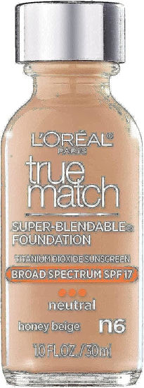 Picture of L'Oreal Paris Makeup True Match Super-Blendable Liquid Foundation, Honey Beige N6, 1 Fl Oz,1 Count