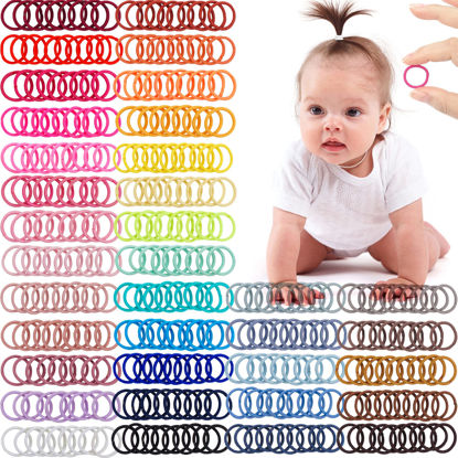 Picture of 360PCS Baby Hair Ties, 36 Multicolors 2cm in Diameter No Crease Finger Rubber Hair Elastics,Small Thin Hair Ponytail Holders Hair Accessories for Baby Girls Toddlers Kids