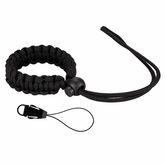 Picture of Allzedream Camera Wrist Strap Paracord Bracelet Adjustable for DSLR Binocular Cell Phone (Black)