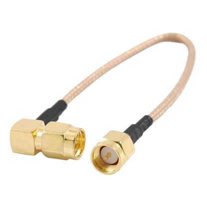 Picture of Saide Electronics 6" SMA Male to SMA Right Angle Male Connector Jumper Pigtail Cable RG316