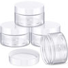 Picture of 4 Pieces Round Clear Wide-mouth Leak Proof Plastic Container Jars with Lids for Travel Storage Makeup Beauty Products Face Creams Oils Salves Ointments DIY Making or Others (White, 1 Ounce)