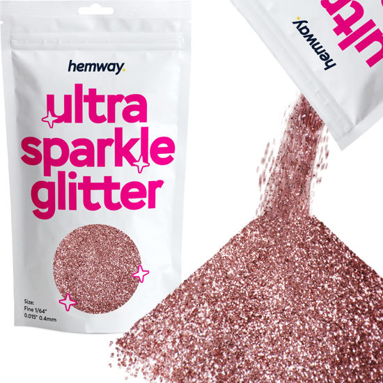Picture of Hemway Premium Ultra Sparkle Glitter Multi Purpose Metallic Flake for Arts Crafts Nails Cosmetics Resin Festival Face Hair - Rose Gold - Fine (1/64" 0.015" 0.4mm) 100g / 3.5oz