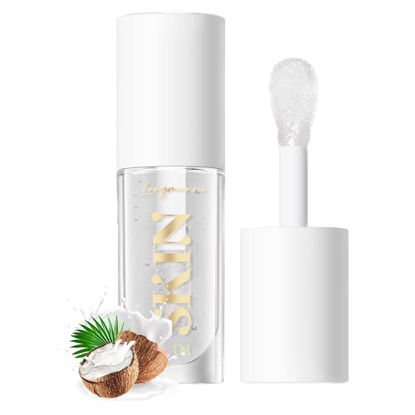 Picture of LANGMANNI Moisturizing Lip Oil,No-Sticky Lip Gloss Lip Balm Lip Care,Fruit Flavoured Lip Oil For Dry Lip's Moisturizing Hydrating And Nourishing ((Coco))