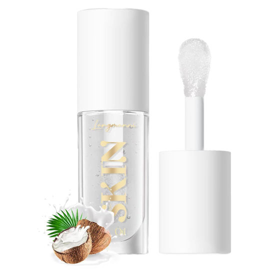 Picture of LANGMANNI Moisturizing Lip Oil,No-Sticky Lip Gloss Lip Balm Lip Care,Fruit Flavoured Lip Oil For Dry Lip's Moisturizing Hydrating And Nourishing ((Coco))