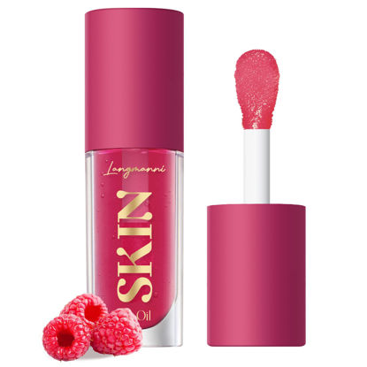 Picture of LANGMANNI Moisturizing Lip Oil,No-Sticky Lip Gloss Lip Balm Lip Care,Fruit Flavoured Lip Oil For Dry Lip's Moisturizing Hydrating And Nourishing ((Raspberry))