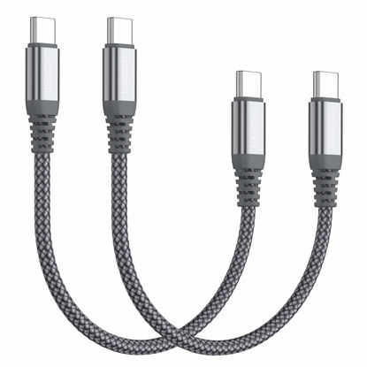 Picture of Short USB C to USB C 60W Cable(2 Pack 0.5Ft), Type C Fast Charging Nylon Braided Cord Compatible with iPhone 15 15 Pro/15 Pro Max Android Samsung Galaxy S23/S22/S21/ Ultra,Air 2020, iPad Pro,Google